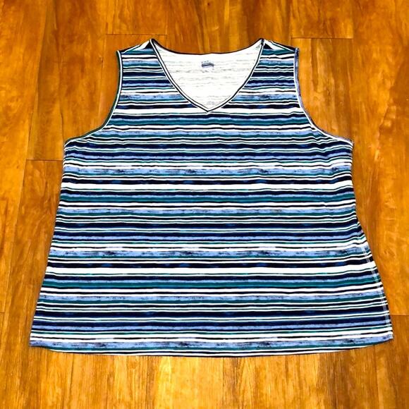 Basic Editions Tops - Basic Editions Striped Tank Top Size 3X